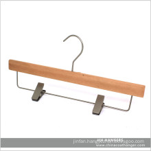 Natural Wooden Trousers Hangers with Metal Clips
